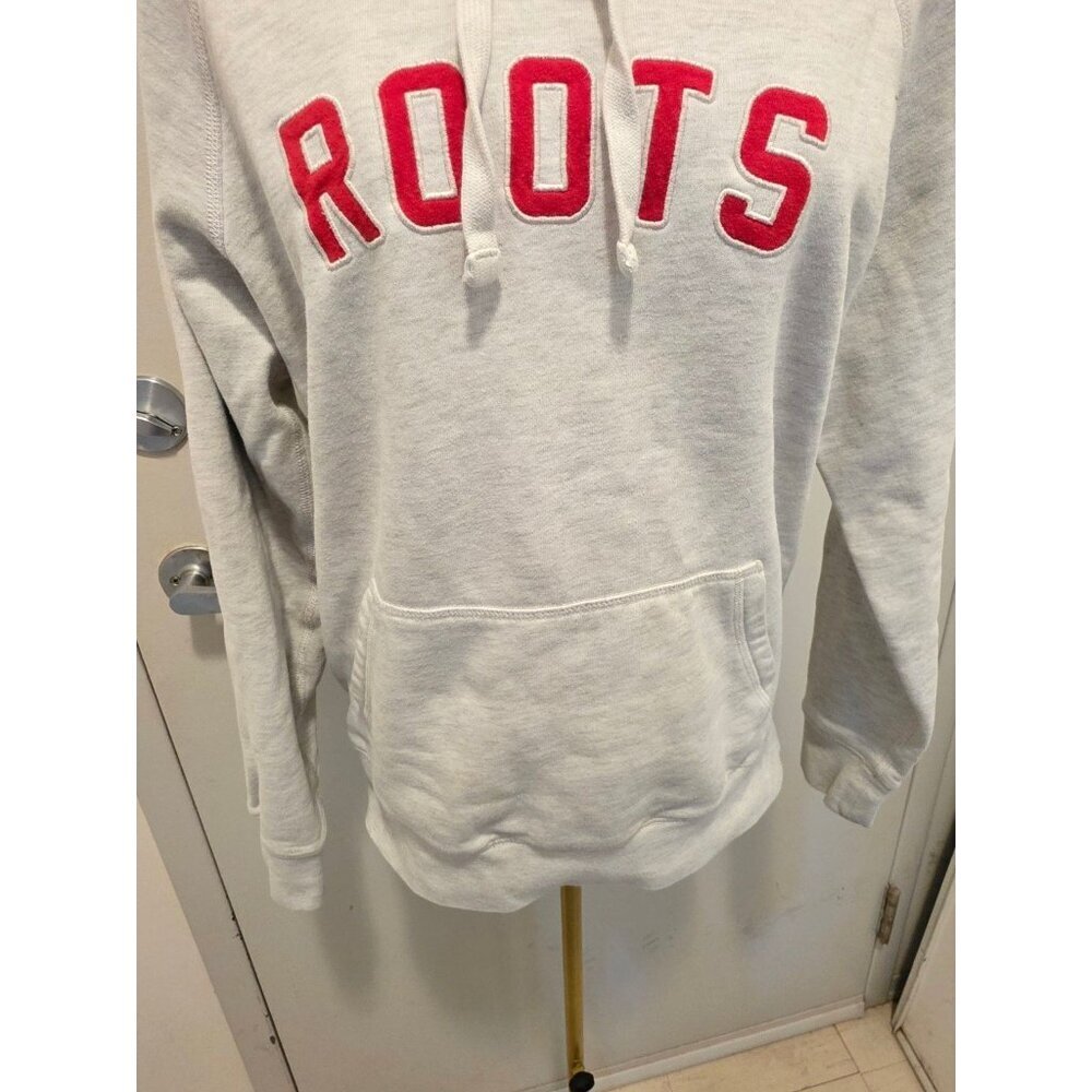 Roots Women's Hoodie Sweatshirt Light Gray Small Drawstring - Picture 3 of 16